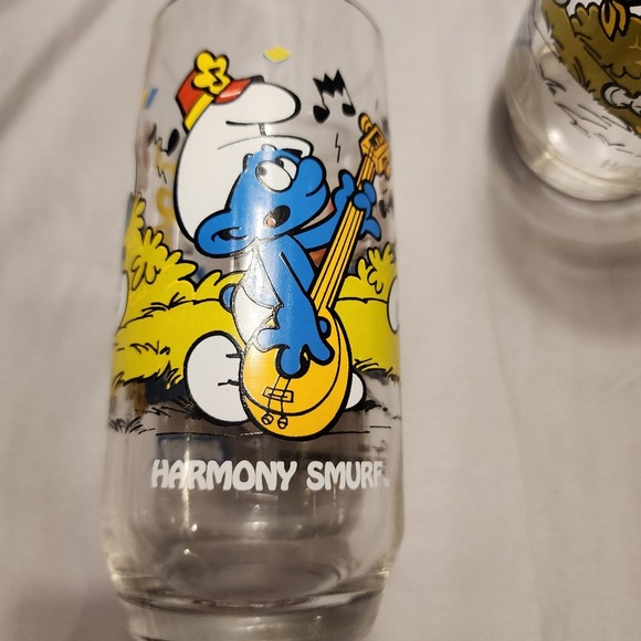 Vintage 1983 Smurf Glasses Set Of 4‎ Smurfette, Hefty, Baker, Handy, Harmony main image 6
